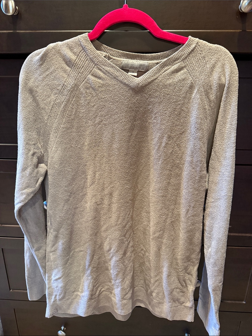 Barefoot Dreams cozy chic Men's Light Gray V-Neck Sweater